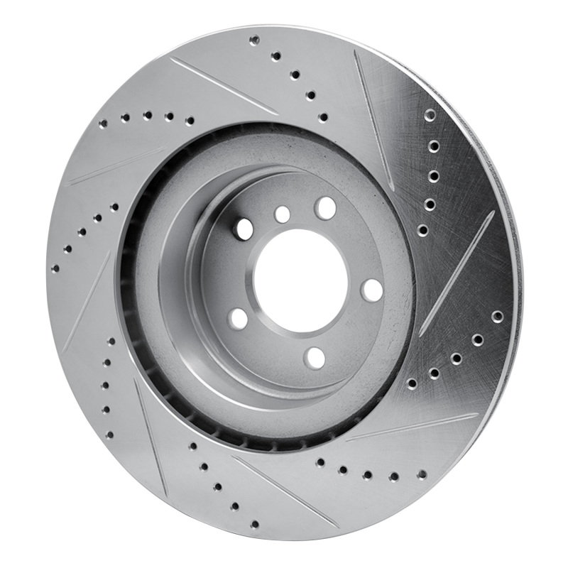 Land Rover Range Rover Brake Rotor (1) - Front Left - R1 Concepts - Drilled & Slotted - Silver - `06-`12